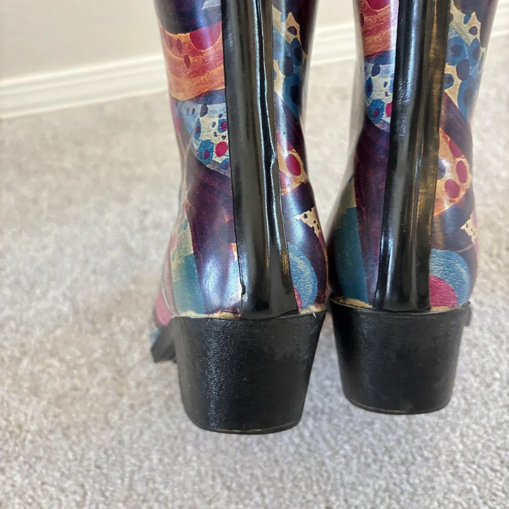 J. Peterman Nomad Yippy‎ Rain Boots Womens 7 Monet Western Cowgirl